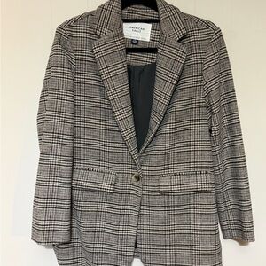 American Eagle Outfitters Women's Black and White Plaid Blazer